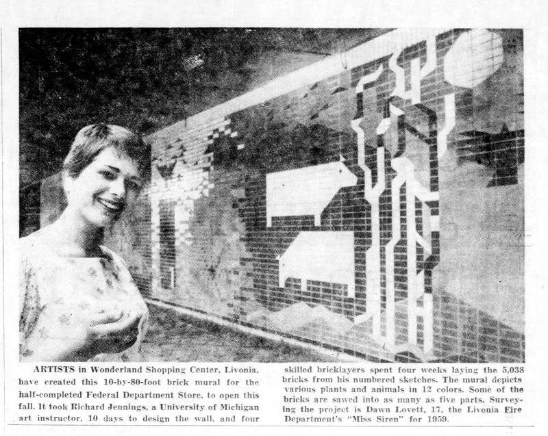 Wonderland Mall (Wonderland Shopping Center) - June 1959 Artist Murals (newer photo)